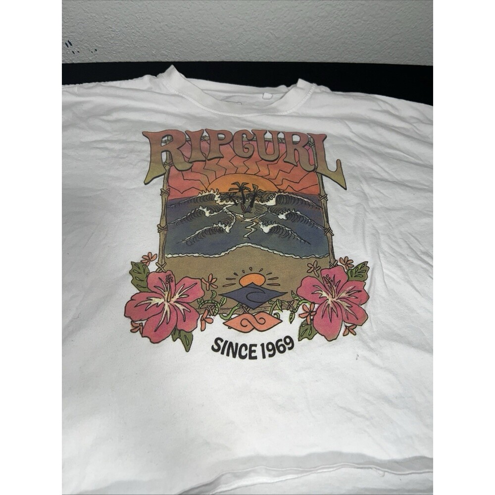 Rip Curl Woman's Island Crop Tee Size Medium Vintage Surf Hawaii Cali